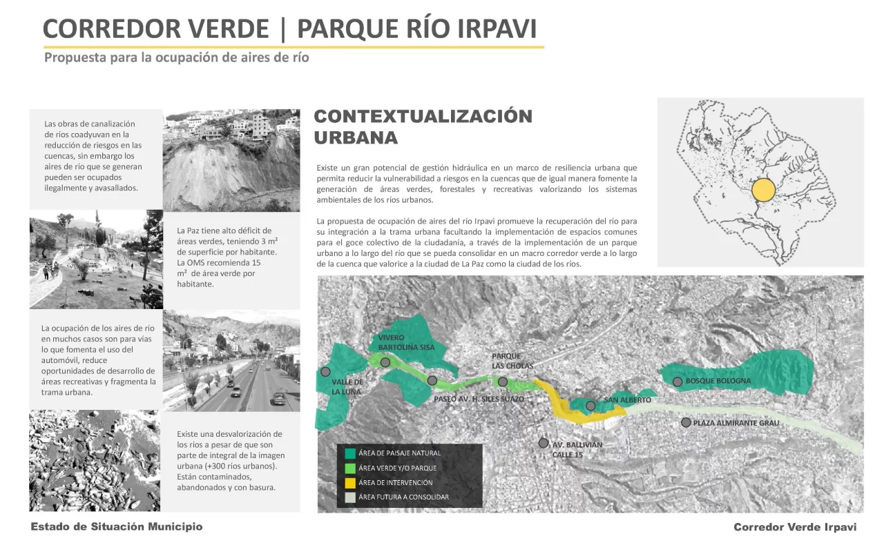 Urban Masterplan Irpavi River Green Corridor Plan Maestro Urbano Urbano Corredor Ecológico Río Irpavi, La Paz Bolivia