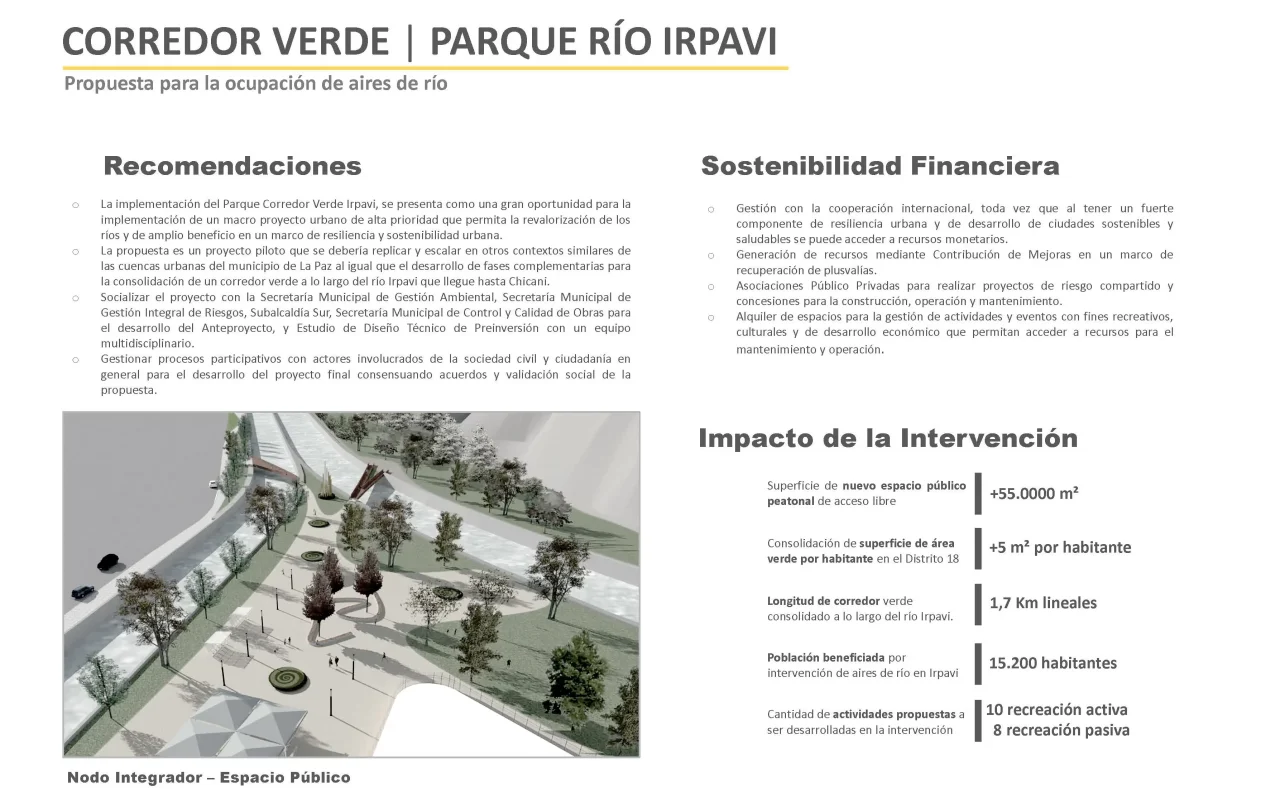 Urban Masterplan Irpavi River Green Corridor Plan Maestro Urbano Urbano Corredor Ecológico Río Irpavi, La Paz Bolivia